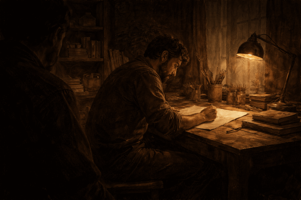 El artista en el centro